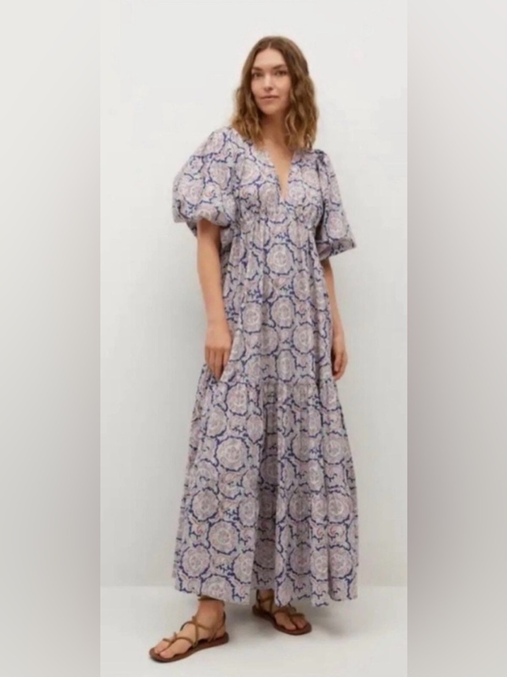 Chufy x Mango Dress Limited Edition Cotton Printed Maxi in Purple Floral